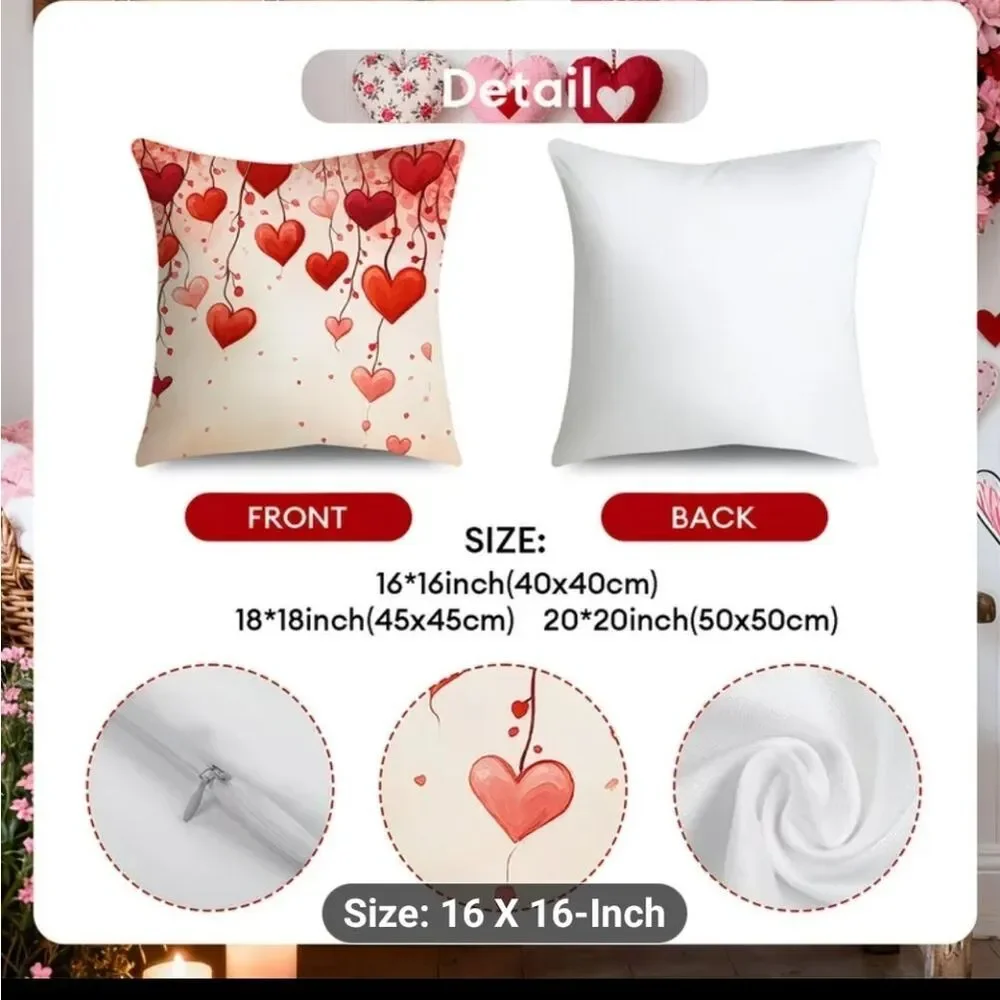 Romantic Heart Pattern Pillow Covers